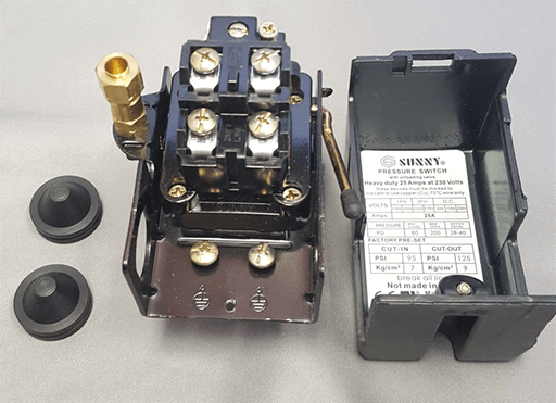 Sunny pressure switch with unloading valve and heavy duty 25 Amps at 230 volts